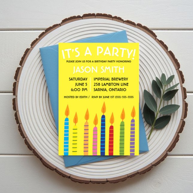 Invitation Bougies d'anniversaire Fête d'anniversaire  (Créateur téléchargé)