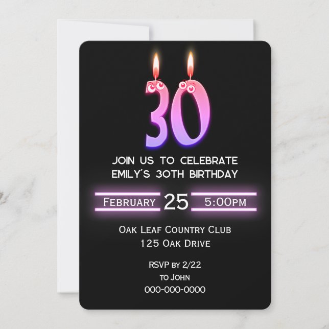 Invitation Bougies du 30e anniversaire (Devant)