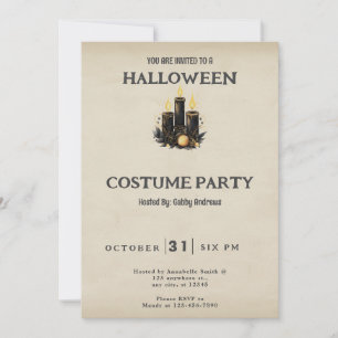 Invitation Bougies noires Costume Halloween vintage