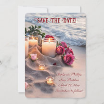 Bougies Roses de Plage Enregistrez la Date