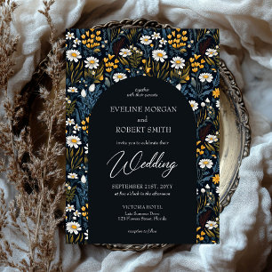 Invitation Bouho tendance marguerites blanches fleurs sauvage