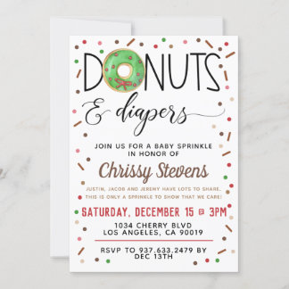 Invitation Bouillie de chocolat Donut Baby Sprinkor Shower In