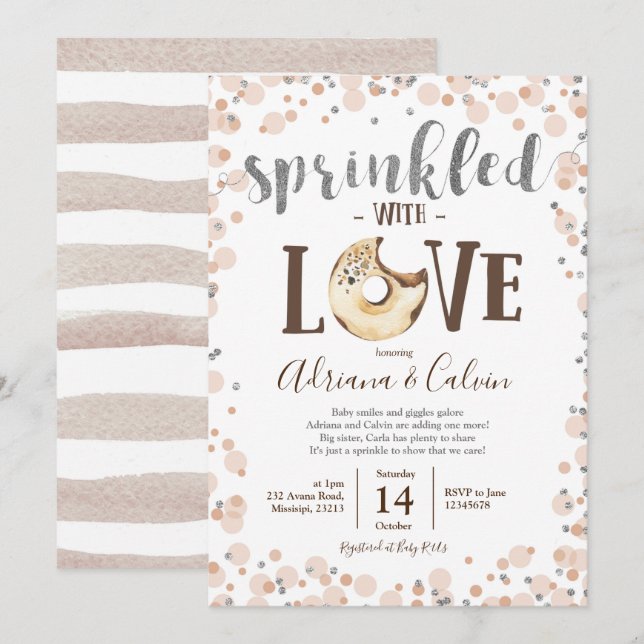 Invitation Bouillie de chocolat Donut Baby Sprinkor Shower In (Devant / Derrière)