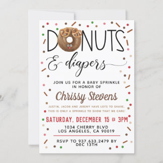 Invitation Bouillie de chocolat Donut Baby Sprinkor Shower In