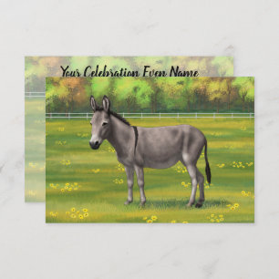 Invitation Bouillon Gris D'Âne Cute Dans Le Pâturage