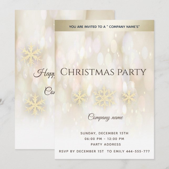 Invitation Boukee d'or fêtes de Noël d'entreprise I (Devant / Derrière)