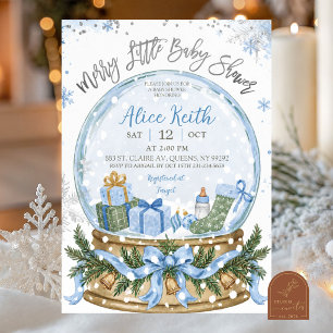 Invitation Boule à neige Coquette Bleue Bébé il fait froid de