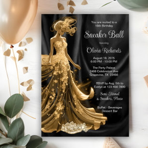Invitation Boule Basket Black Gold Elegant