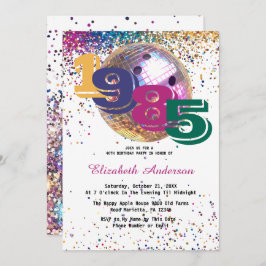 Invitation Boule de bowling disco colorée 1985 40e anniversai