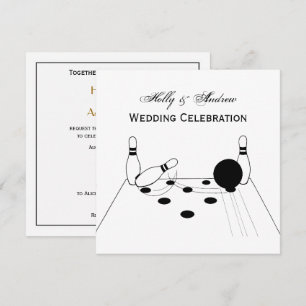 Invitation boule de bowling et quilles de sport