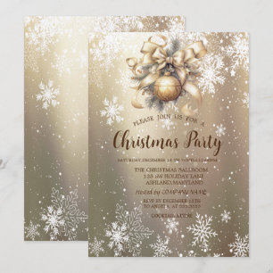 Invitation Boule de décoration Noël Nœud Flocons de neige Ent