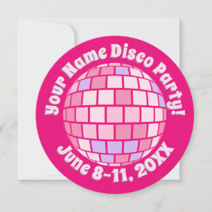 Invitation Boule de disco rose rétro PERSONALISÉE