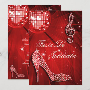 Invitation Boule de discothèque, talons brillants Retraite
