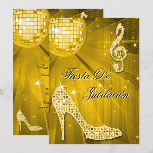 Invitation Boule de discothèque, talons scintillants Retraite