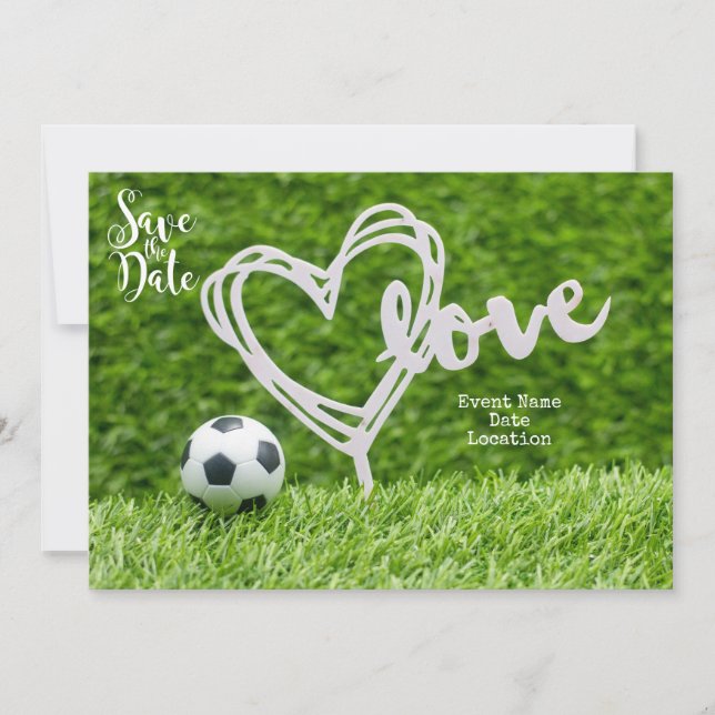Invitation Boule de football avec amour pour le mariage enreg (Devant)