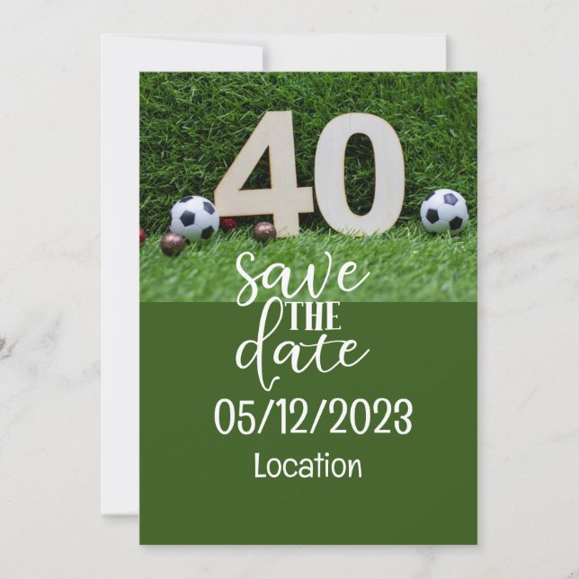 Invitation Boule de football Sauvez la date 40e anniversaire (Devant)