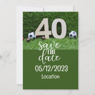 Invitation Boule de football Sauvez la date 40e anniversaire