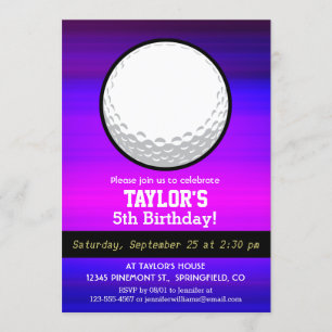 Invitation Boule de golf; Violet bleu vif et Magenta