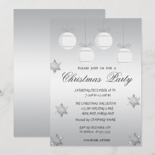 Invitation Boule de Noël argentée Fête de Noël d'entreprise