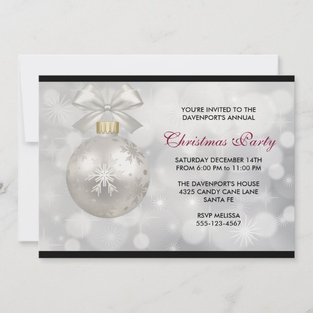 Invitation Boule de Noël en argent à la fête des lumières de  (Devant)