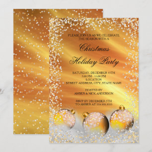Invitation Boule de Noël en or jaune pour fête de Noël