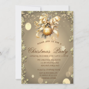 Invitation Boule de Noël, Étoiles Dorées Fête de l'Entreprise
