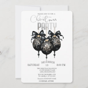 Invitation Boule de Noël noire,Buffalo à carreaux de Noël