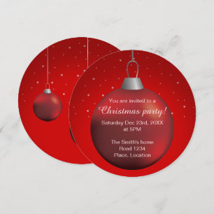 Invitation Boule de Noël rouge