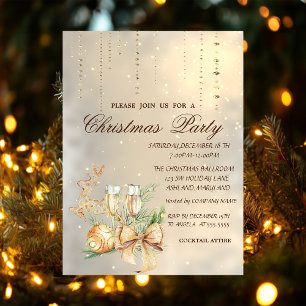 Invitation Boule de Noël,Verre à vin,Ruban,Soirée Rennes