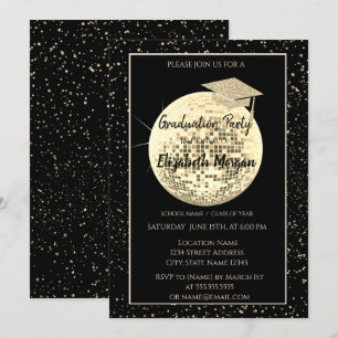 Invitation Boule de Parties scintillant d'or, Disco Ball Conf
