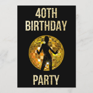Invitation Boule de Parties scintillant Gold & Black Retro Di