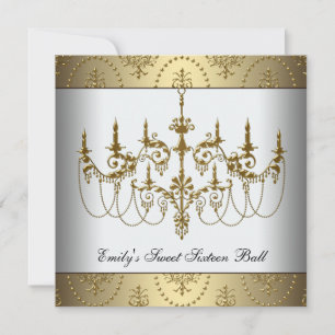 Invitation Boule de seize ans classe lustre doré