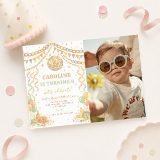 Invitation Boule disco chaîne en papier pastel Photo d'annive