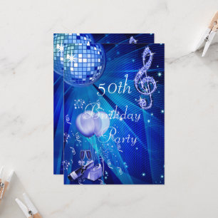 Invitation Boule Disco, Champagne & Balloons 50e anniversaire