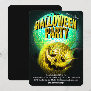 Invitation Boule Disco Jack O Lantern Soirée Halloween Adulte