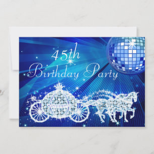 Invitation Boule Disco, Princess Coach & Chevaux 45e Annivers