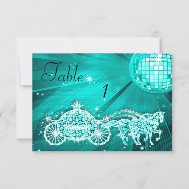 Invitation Boule Disco, Princess Coach & Chevaux Double Face (Devant)