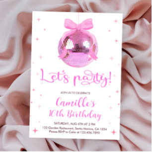 Invitation Boule disco rose Boule disco rose Anniversaire