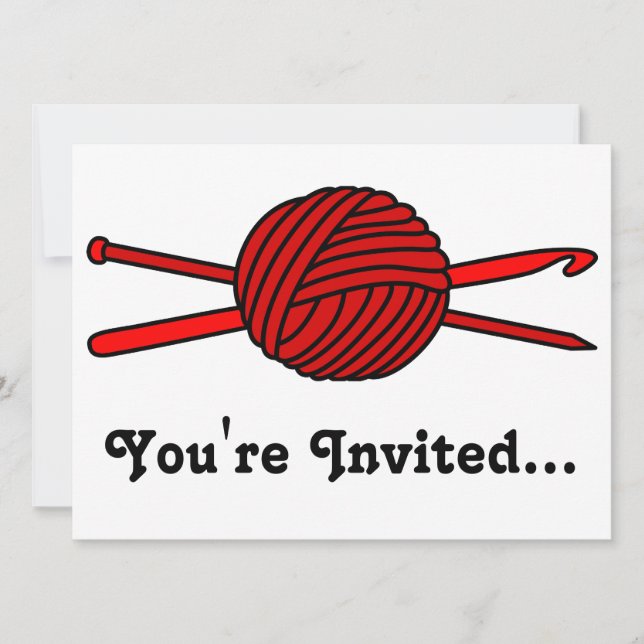 Invitation Boule rouge de fil (Knit et crochet) (Devant)