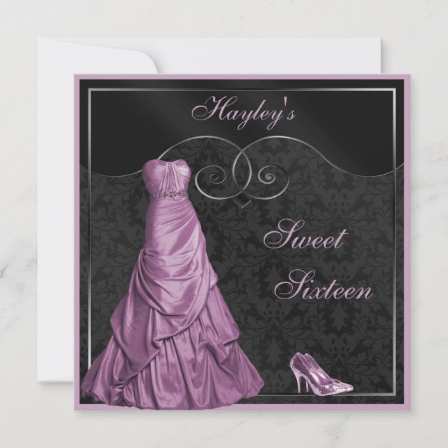 Invitation Boule violet glamour Gown Black Sweet 16 (Devant)