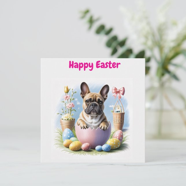 Invitation Bouledogue français Joyeuses Pâques Bouledogue Fra (Debout devant)