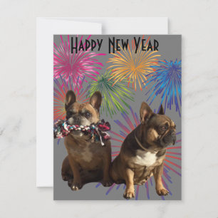 Invitation Bouledogue français Nouvel An French Bulldog