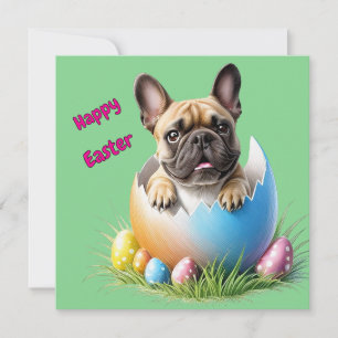 Invitation Bouledogue français Pâques œuf French Bulldog