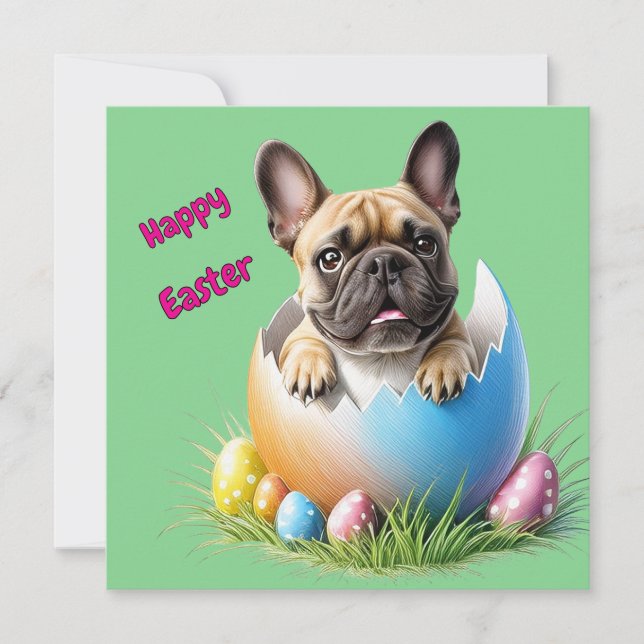 Invitation Bouledogue français Pâques œuf French Bulldog (Devant)