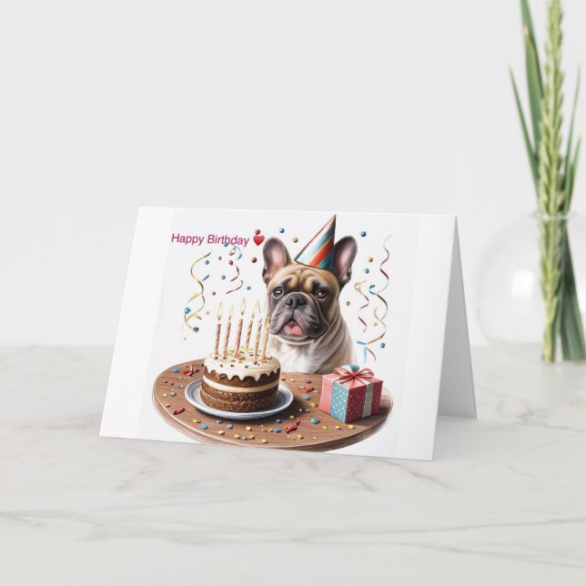 Invitation Bouledogue français tableau d'anniversaire Bouledo (Devant)