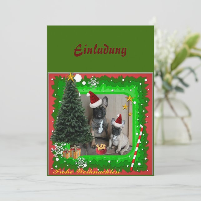 Invitation Bouledogues français Noël French Bulldog (Debout devant)