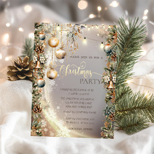Invitation Boules cloches cônes de pin Noël 