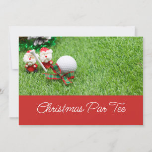 Invitation Boules de golf avec cadeau de Noël sur l'herbe ver