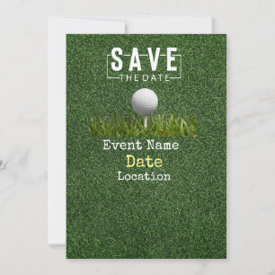 Invitation Boules de golf avec putter Économisez la date Mini
