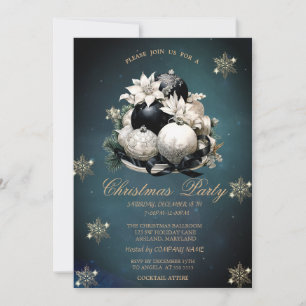Invitation Boules de Noël blanches et noires, entreprise de f